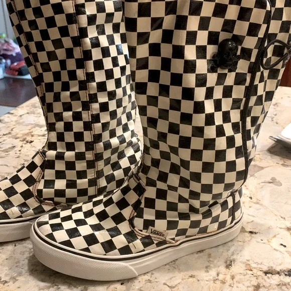 Vans Shoes Rare Vans Black White Checkered Rain Boots Poshmark